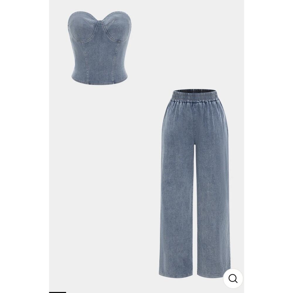 Micas 2 Piece Tube Top And Jeans Set Size Large NWT